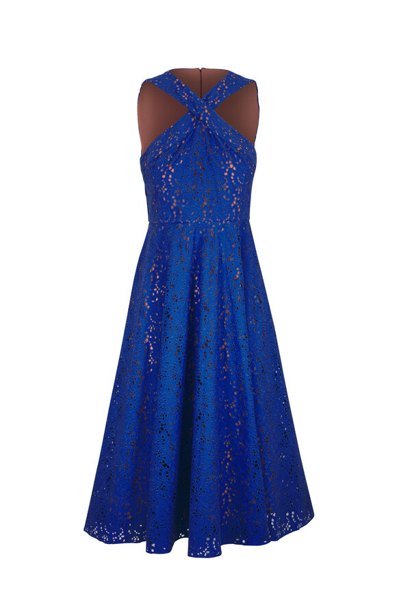 ワンピース Michael Kors SS25 (MS5830OBFD 409MIDNIGHTBLUE) Michael Kors Collection - Navy Blue Sequined One-Shoulder Gown
