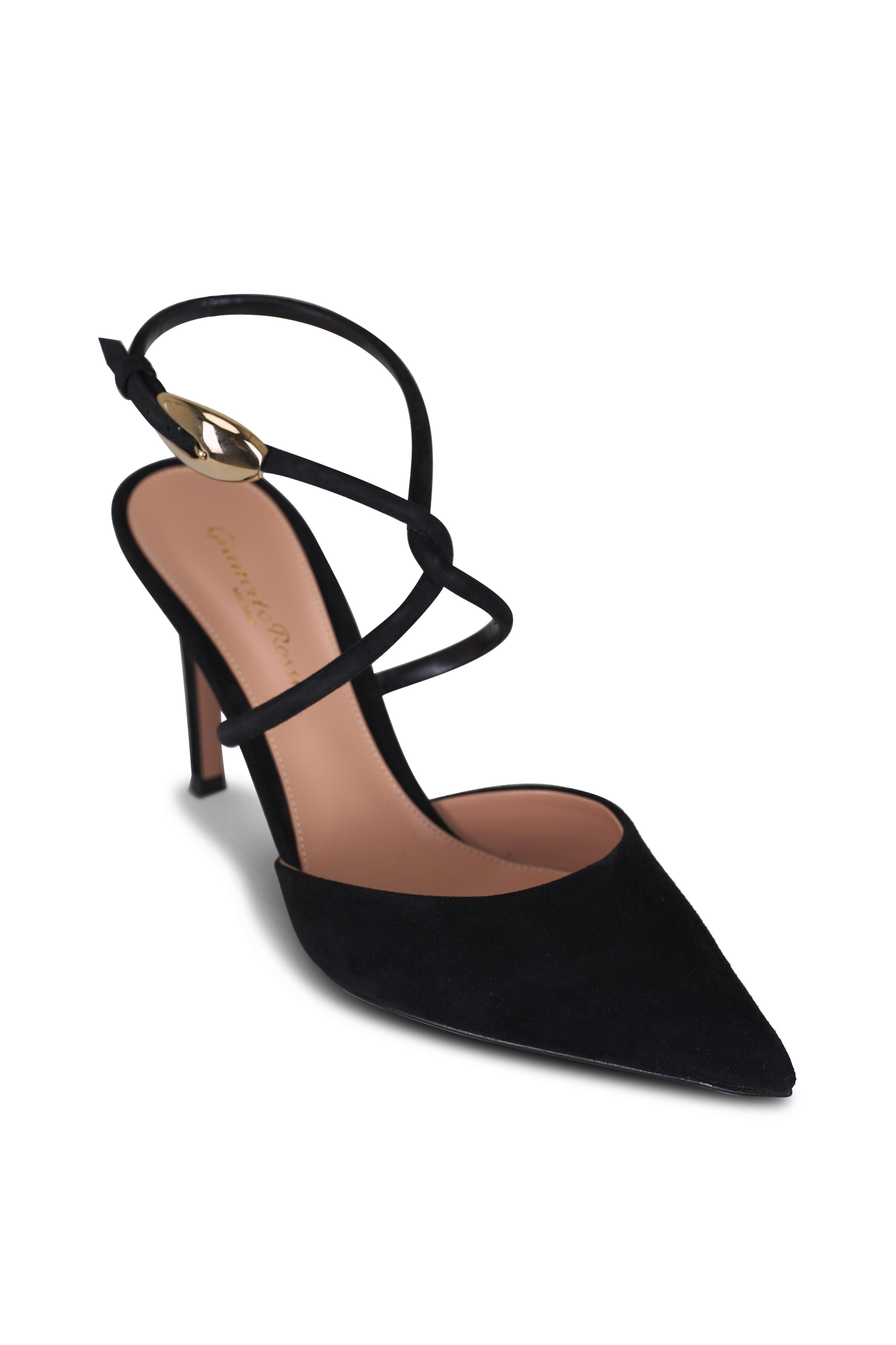Gianvito Rossi - Black Suede Criss-Cross Strap Mule, 85mm