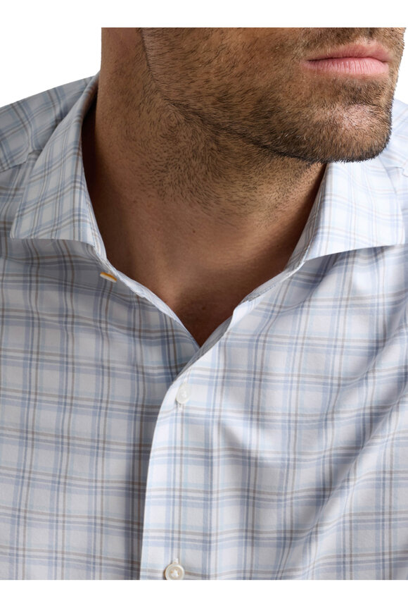 Peter Millar Bechtle Iris Mist Performance Poplin Sport Shirt - view 4