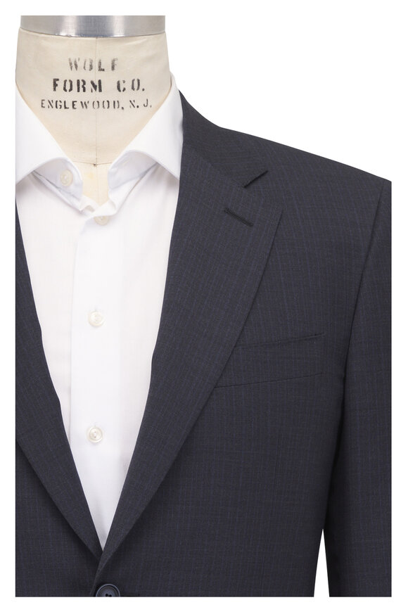 Canali Impeccabile Charcoal & Blue Pinstripe Wool Suit
