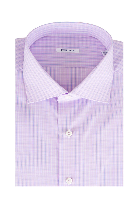 Fray Purple Cotton Check Sport Shirt - view 1