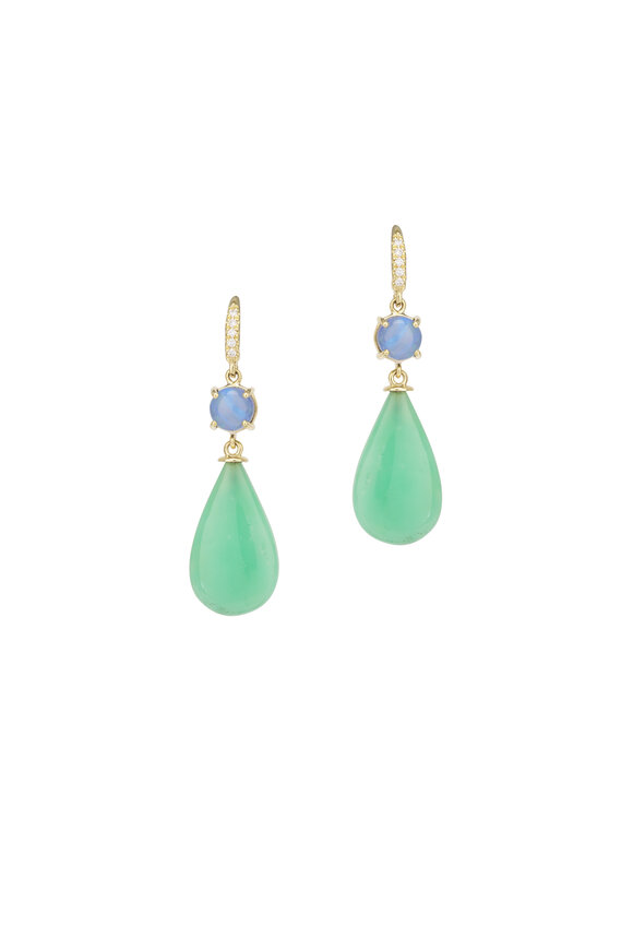 Lauren K 18k Yellow Gold Chrysoprase Drop Earring - view 1