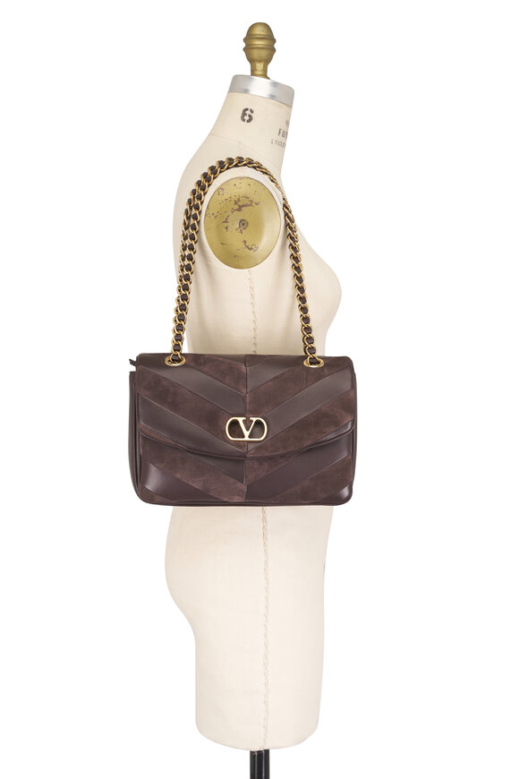 Valentino Garavani Medium Brown Djuna Patchwork Sholder Bag - view 5