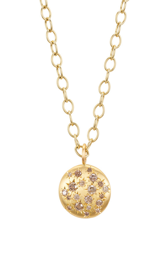 Caroline Ellen 29k Yellow Gold Large Scatter Diamond Necklace - view 2