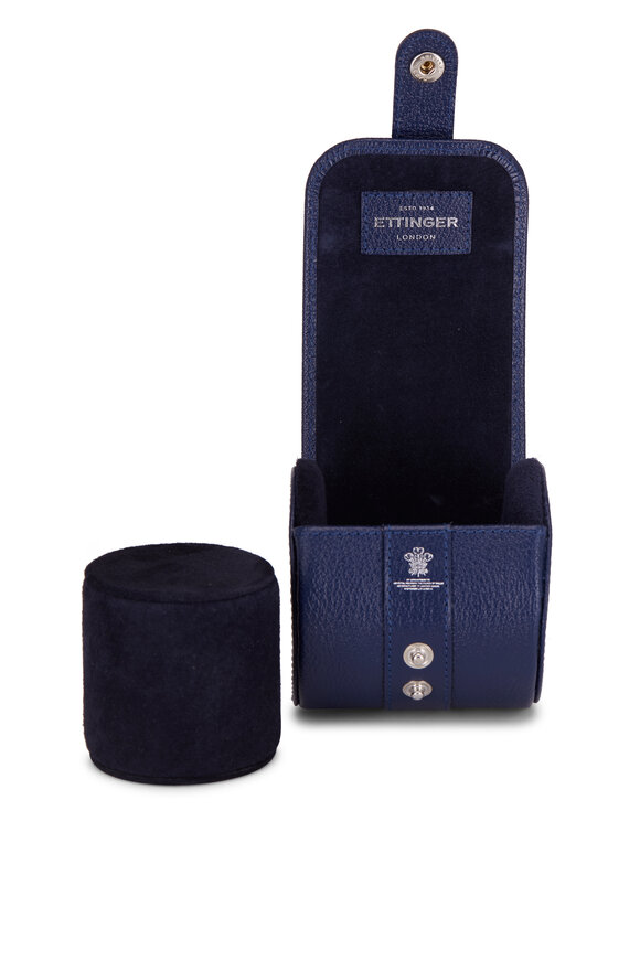 Ettinger Leather - Navy Blue Leather Watch Roll 