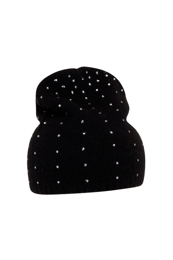 Carolyn Rowan Black Cashmere Crystal Star Beanie