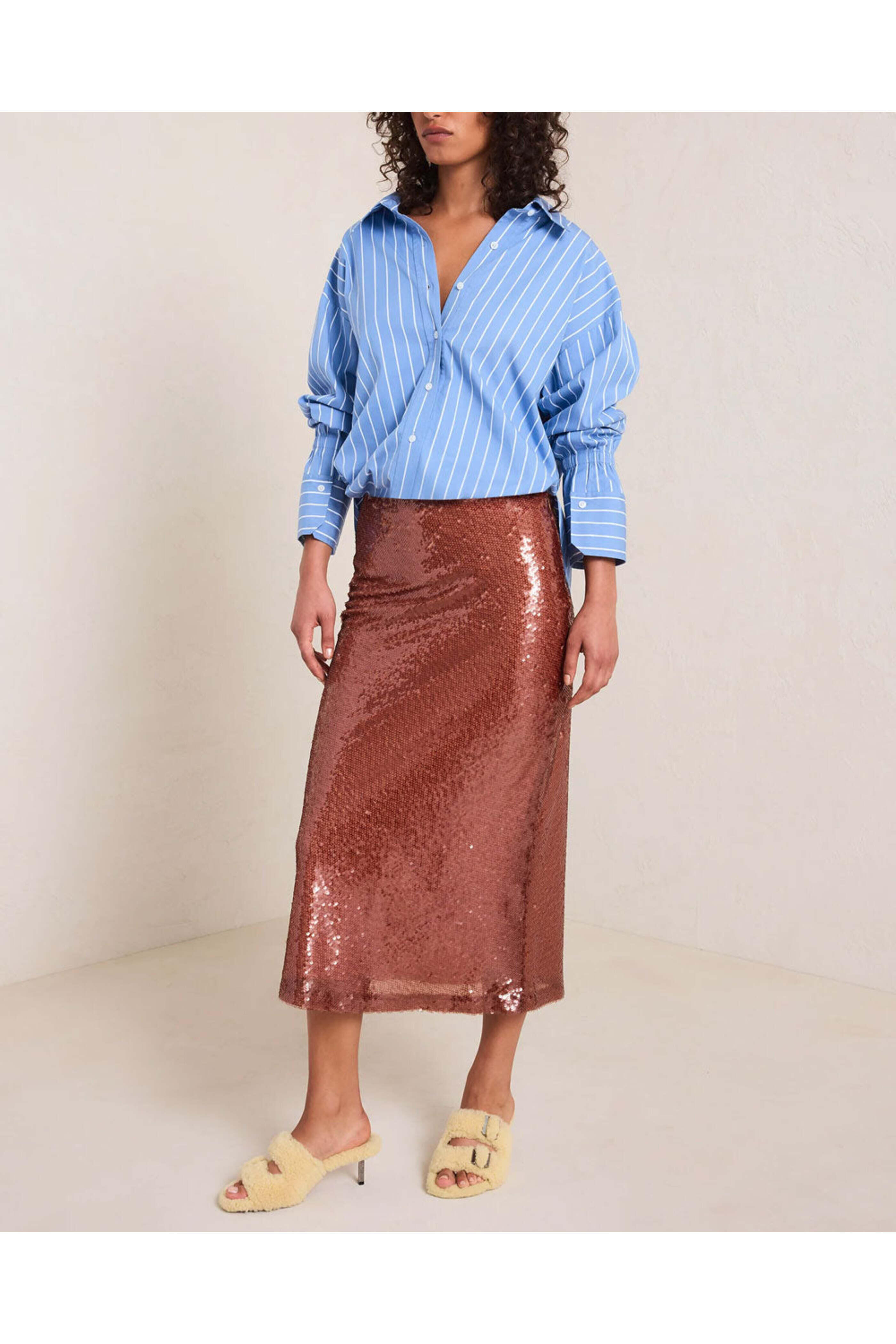 A.L.C. - Brown Reese Sequin Midi Skirt