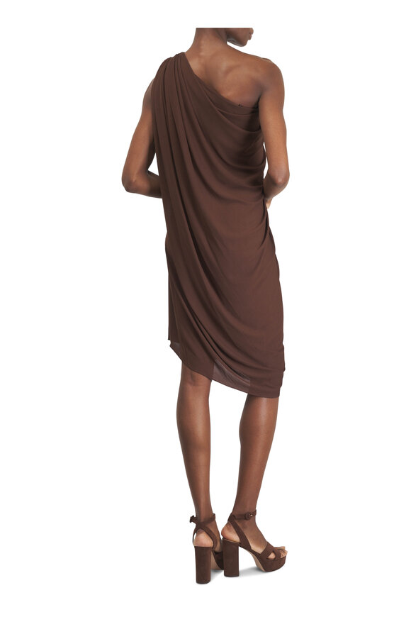 Michael Kors Collection Espresso Draped One Shoulder Dress - view 4