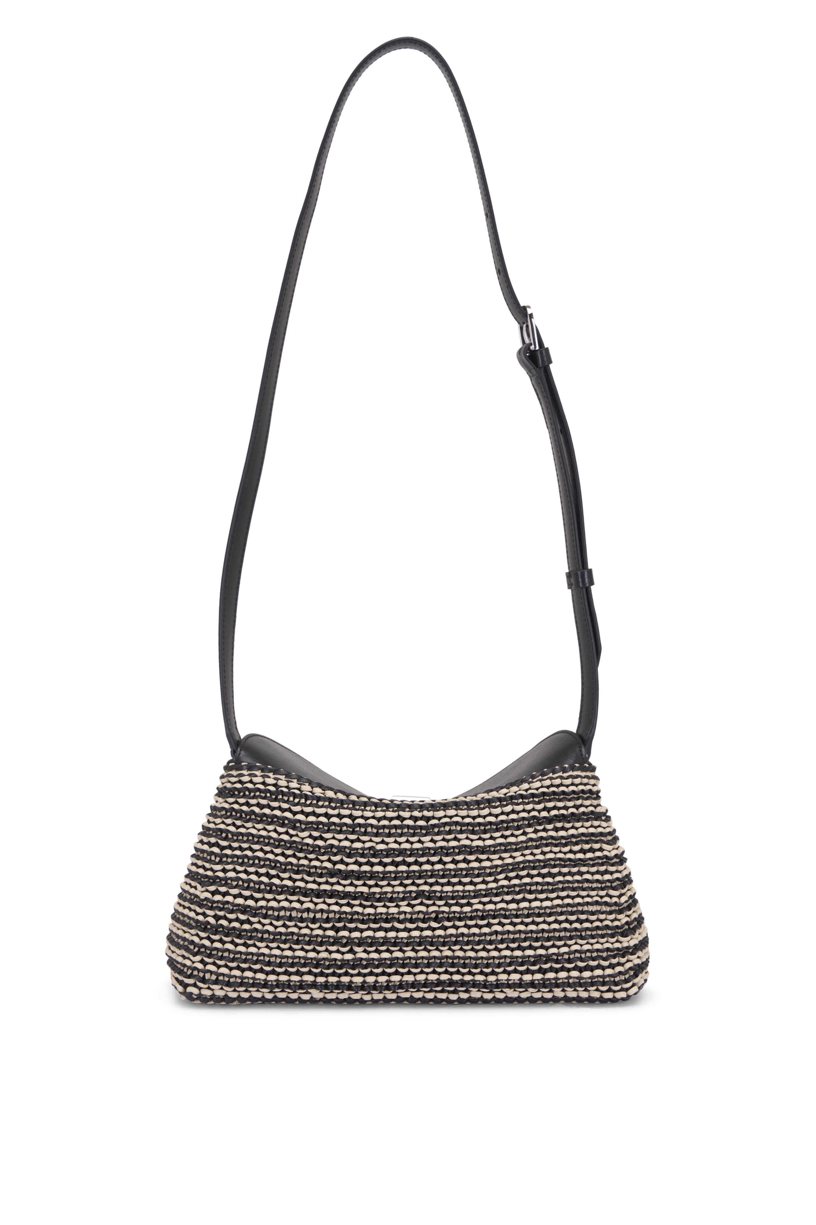 Totême - T-Lock Black & Sand Woven Leather Clutch - view 4