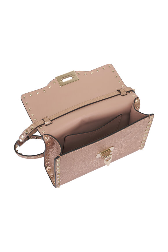 Valentino Garavani Small Rockstud Laminated Rose Cannel Crossbody - view 4