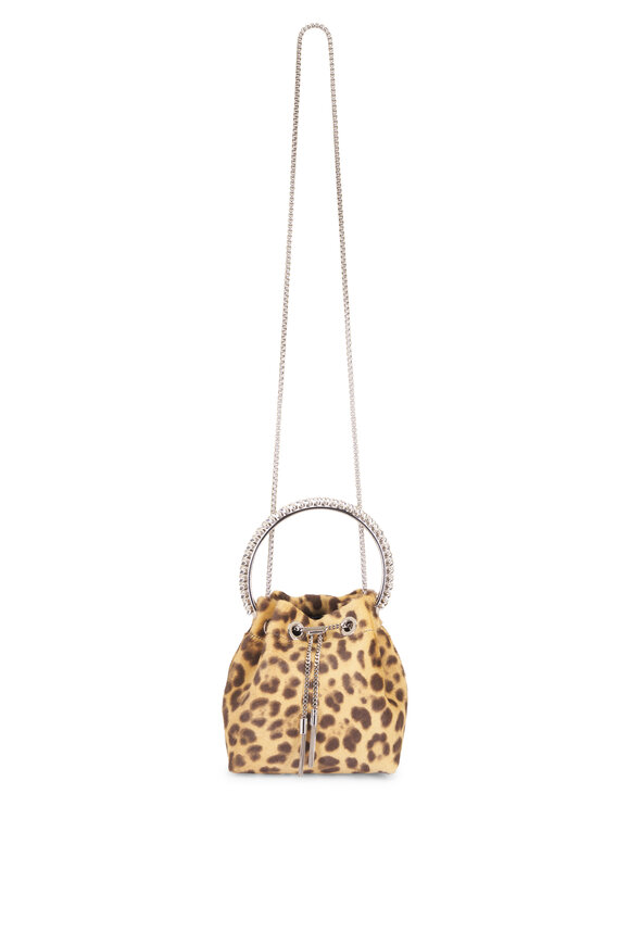 Jimmy Choo Bon Bon Animal Print & Crystal Top Handle Bag