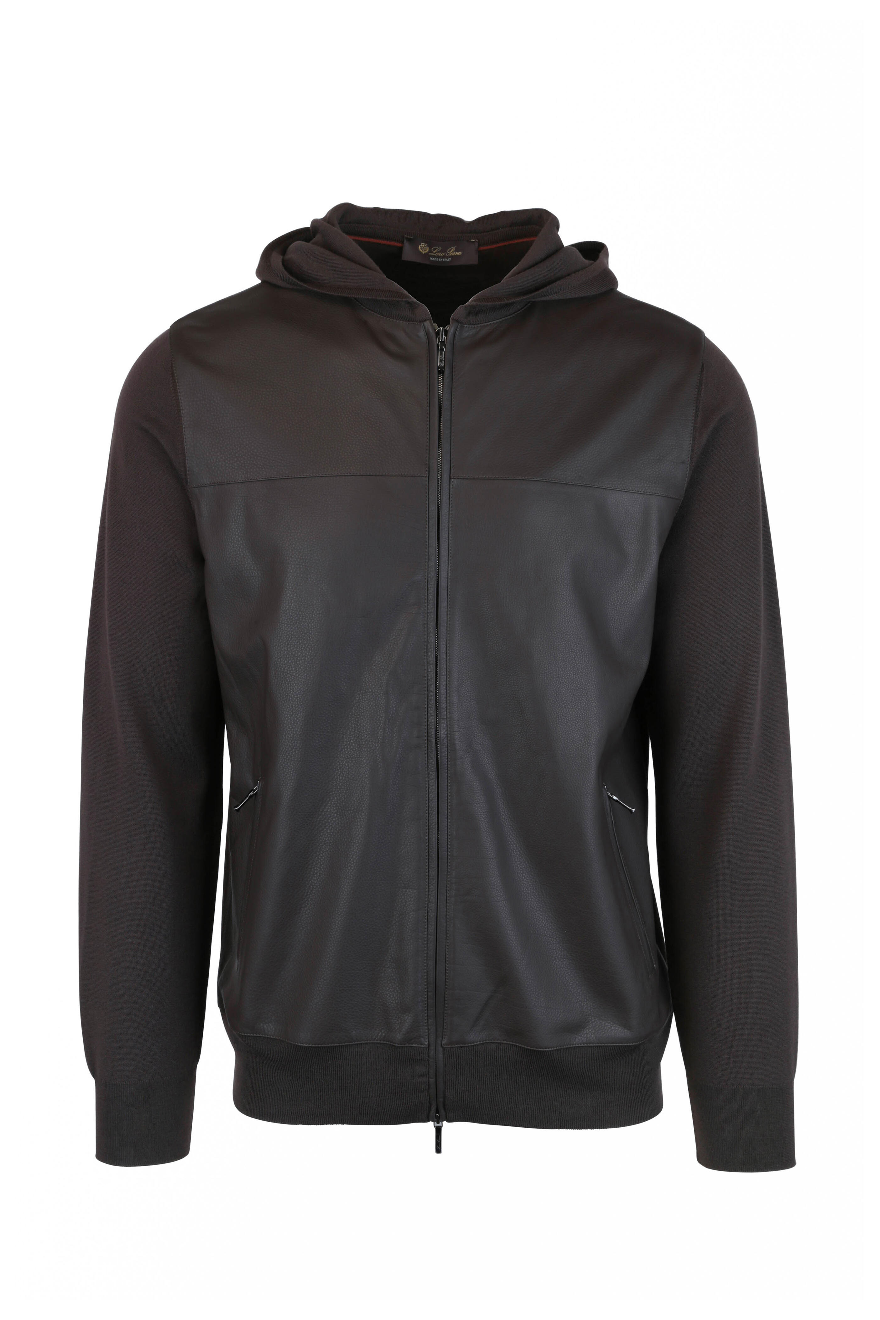 Loro Piana - Brown Wool & Leather Hooded Bomber