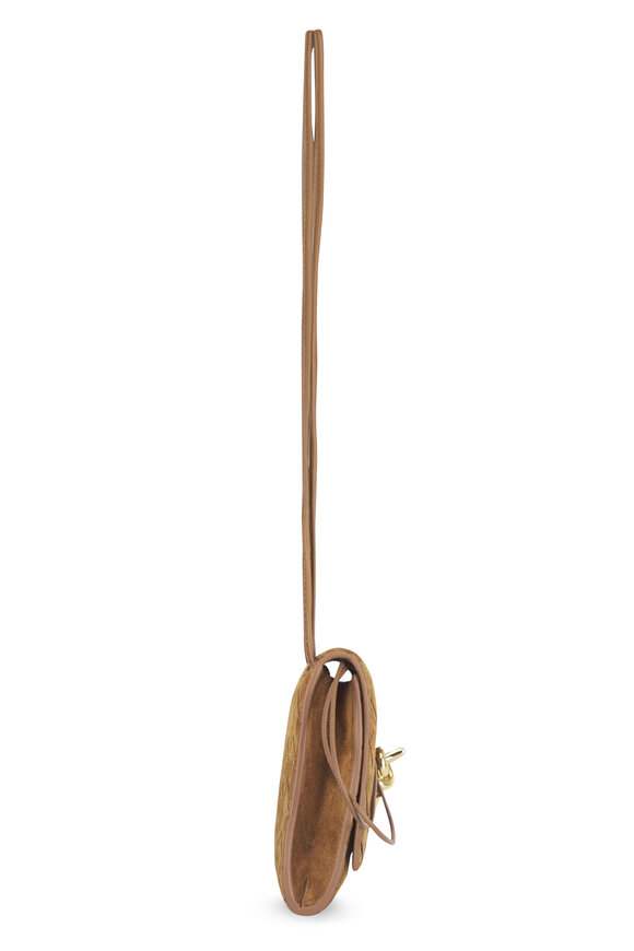 Bottega Veneta Andiamo Dark Caramel Intrecciato Suede Crossbody - view 3