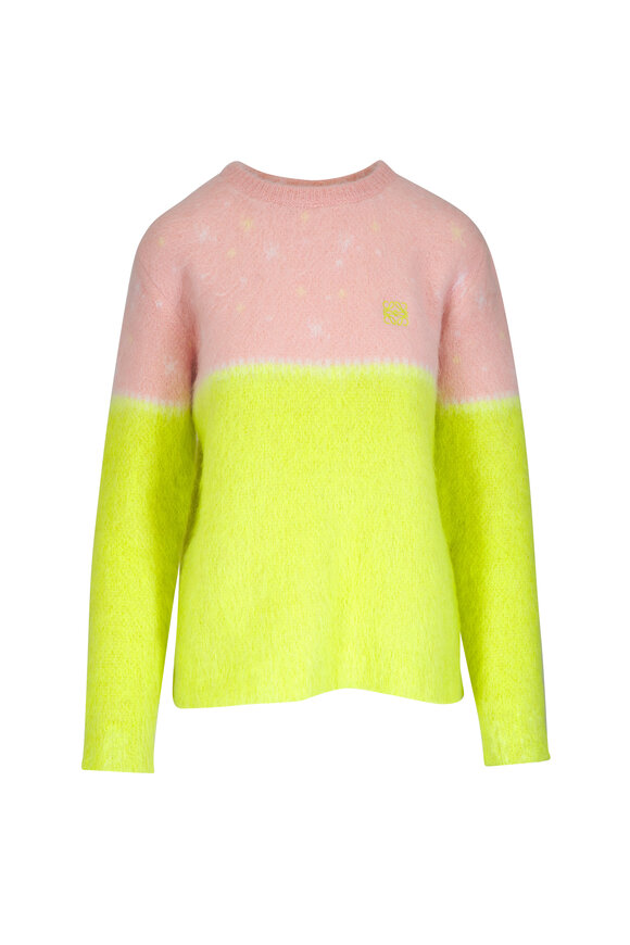 Loewe Pink & Yellow Colorblock Mohair Sweater