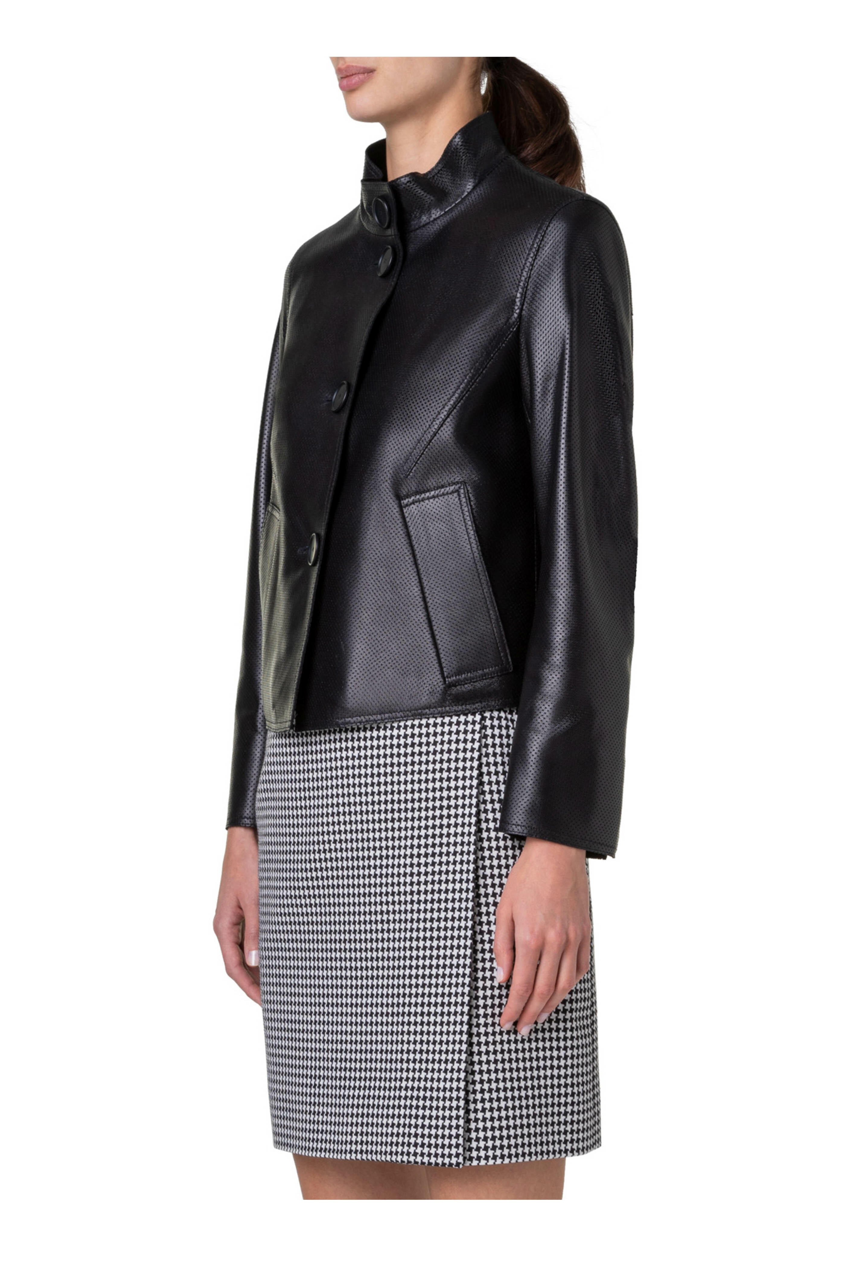 Akris Punto - Black Pin Dot Perforated Leather Jacket