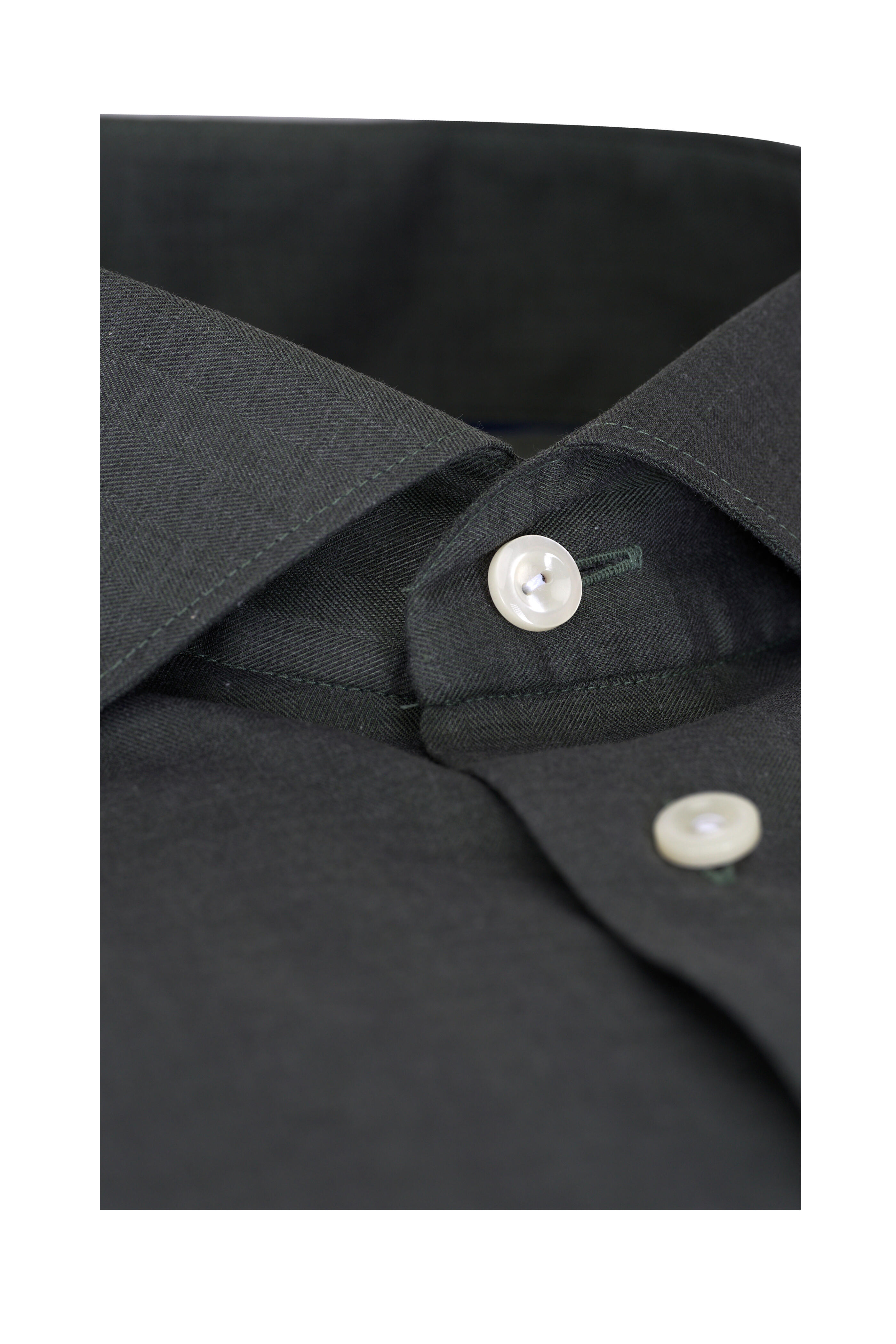 Eton - Olive Green Solid Cotton Dress Shirt