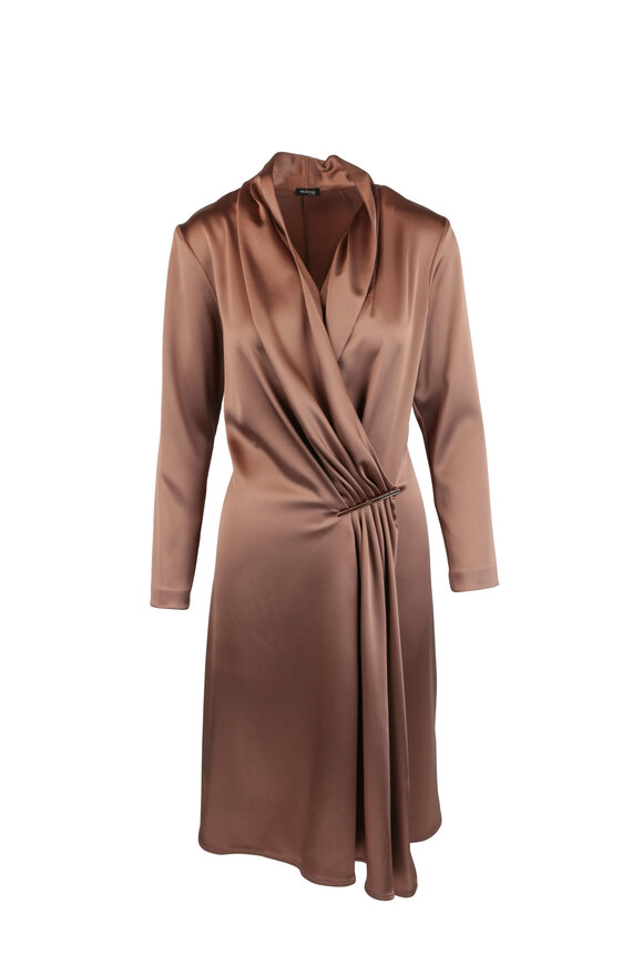 Kiton - Bronze V-Neck Pleat Front Dress 