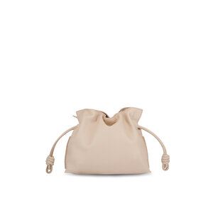 LOEWE 刺繍ポーチ ゴールド Loewe - Mini Flamenco Gold Leather Knot Chain Clutch