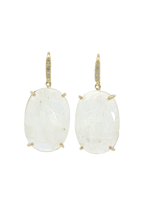 Lauren K Oval Rainbow Moonstone Drop Earrings - view 1