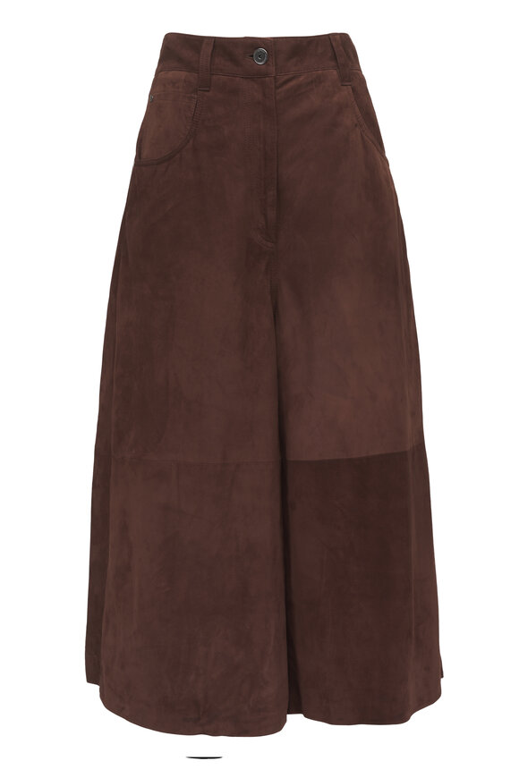 Brunello Cucinelli Hazelnut Suede Low Slung Crop Pant