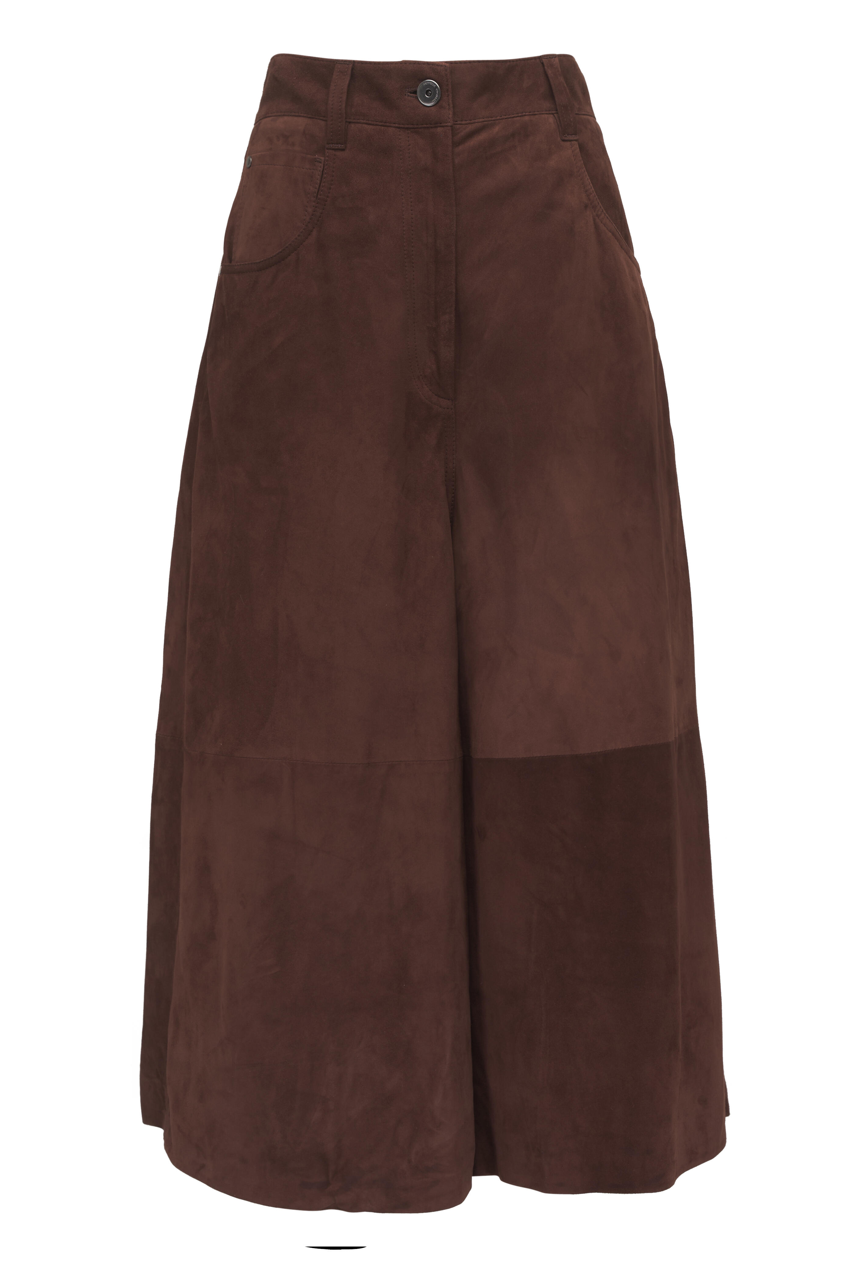 Brunello Cucinelli - Hazelnut Suede Low Slung Crop Pant - view 1