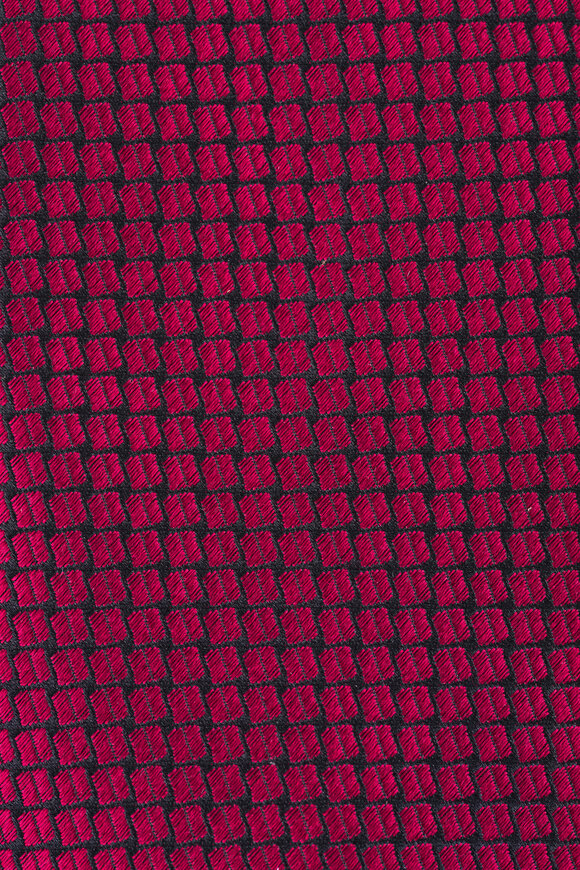 Zegna Dark Red Geometric Silk Necktie - view 2