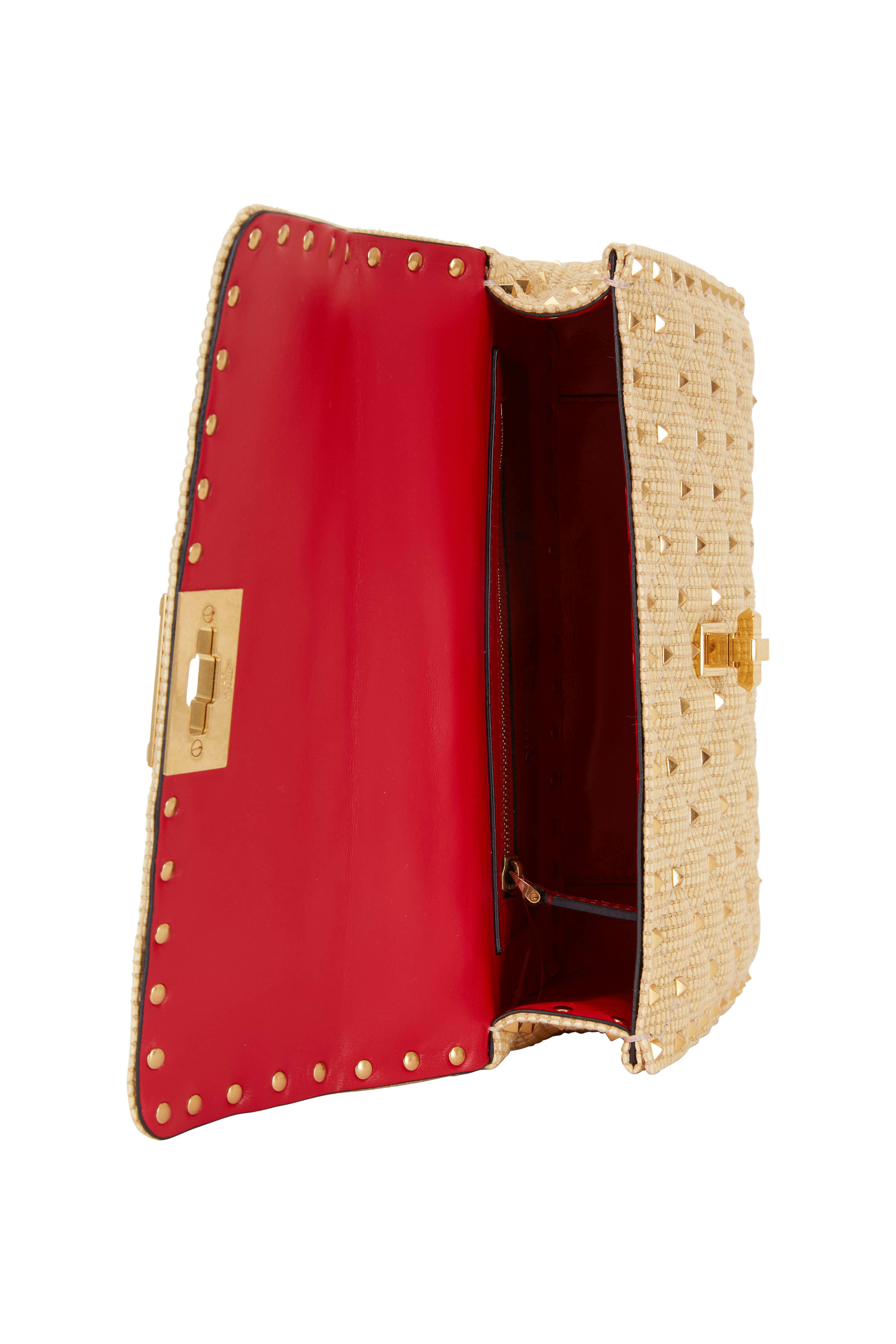 Valentino Red Leather Rockstud Spike Duffel Bag Valentino