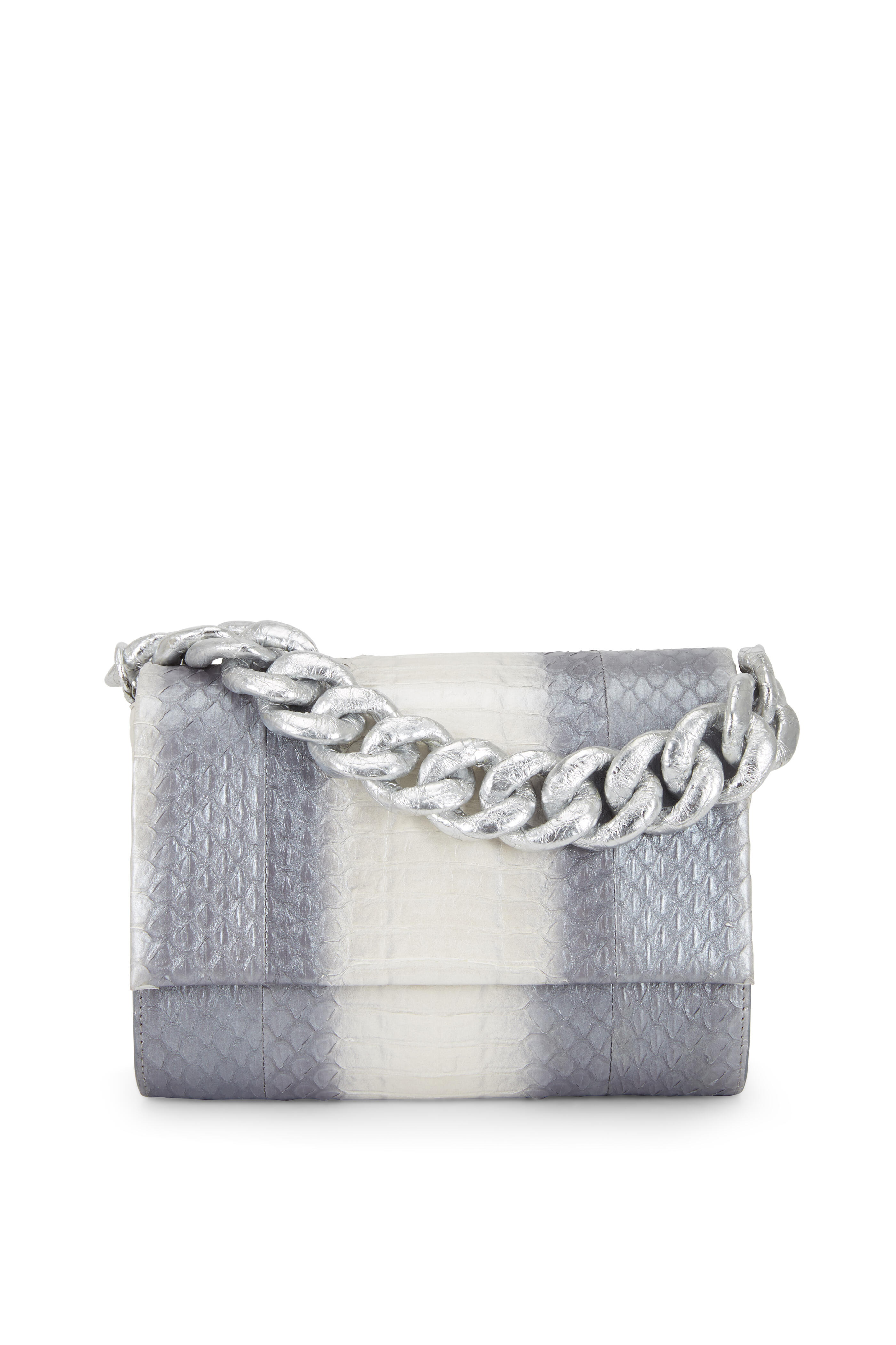 Nancy Gonzalez - Silver Crocodile & Snakeskin Small Chain Bag