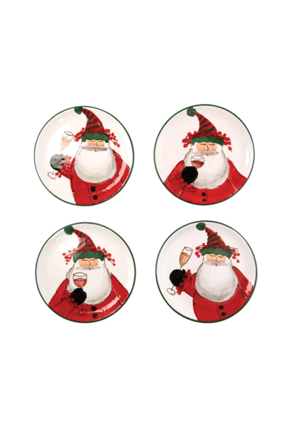 Vietri Old St. Nick Cocktail Set of Four Plates