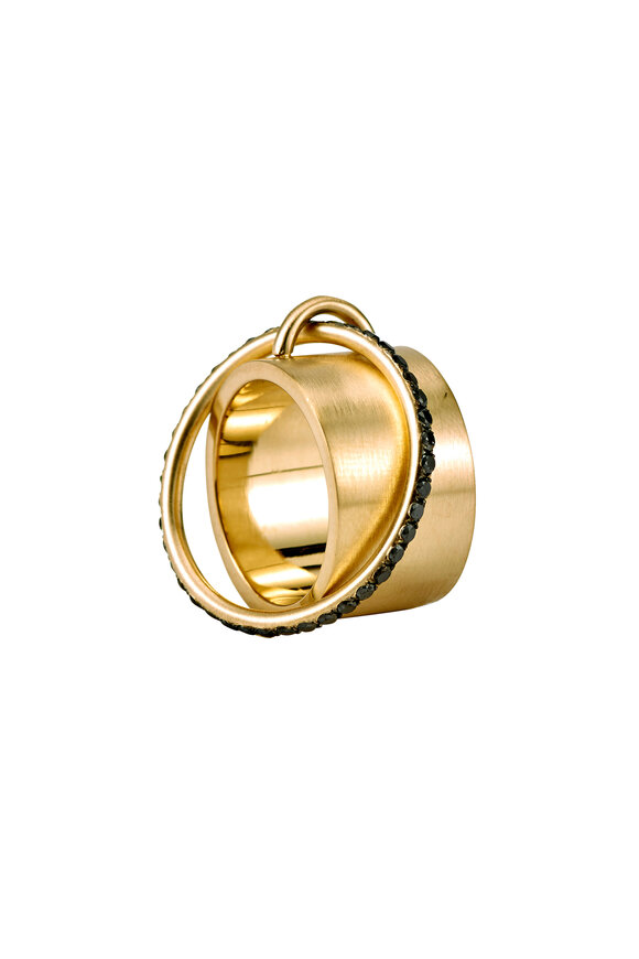 Sylva & Cie - 18K Yellow Gold Black Diamond Satellite Ring