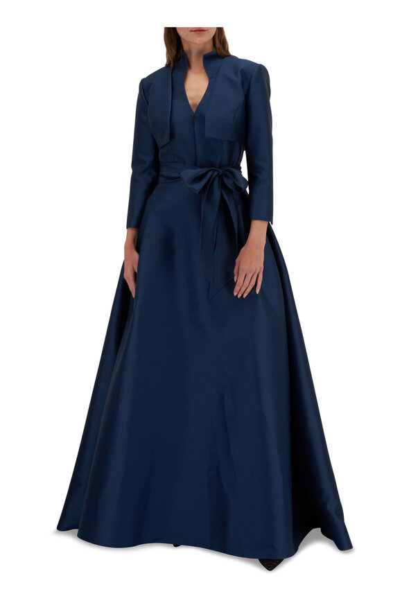 Carolina Herrera - Navy Stand Collar Gown