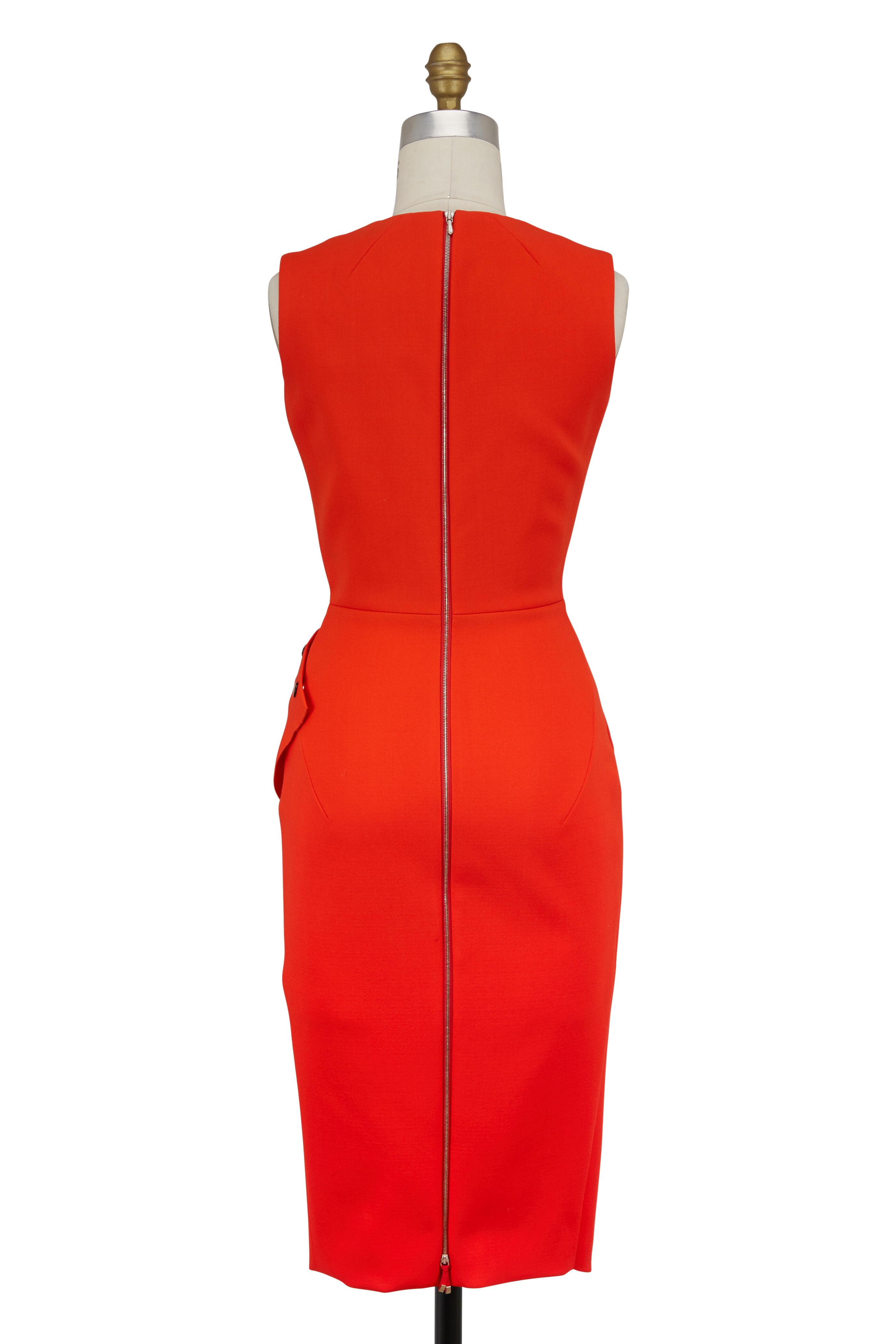Victoria Beckham - Red Crêpe V-Neckline Wrap Dress