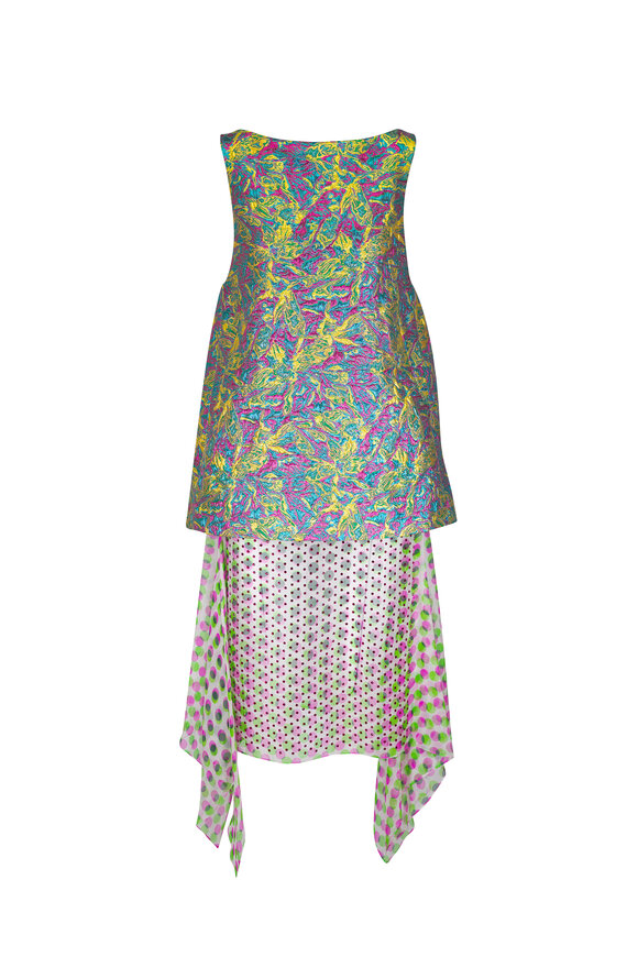 Dries Van Noten Dabel Lemon Multi Floral Jacquard Lamé Dress