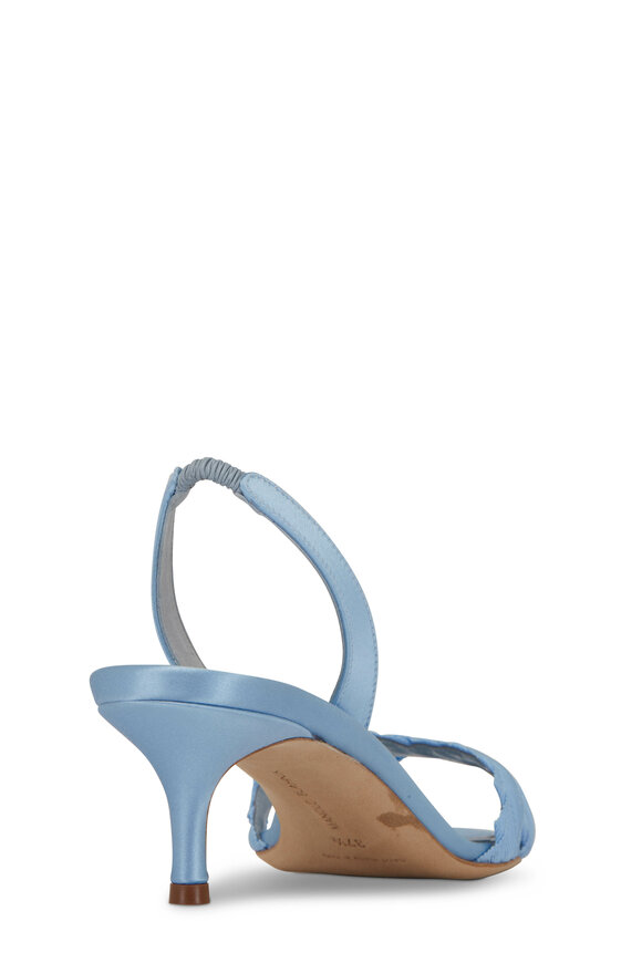 Manolo Blahnik - Ligra Light Blue Satin Sandal, 50mm