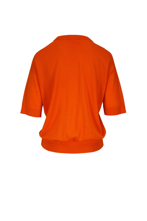 Akris Punto - Orange Wool Short Sleeve Knit Top