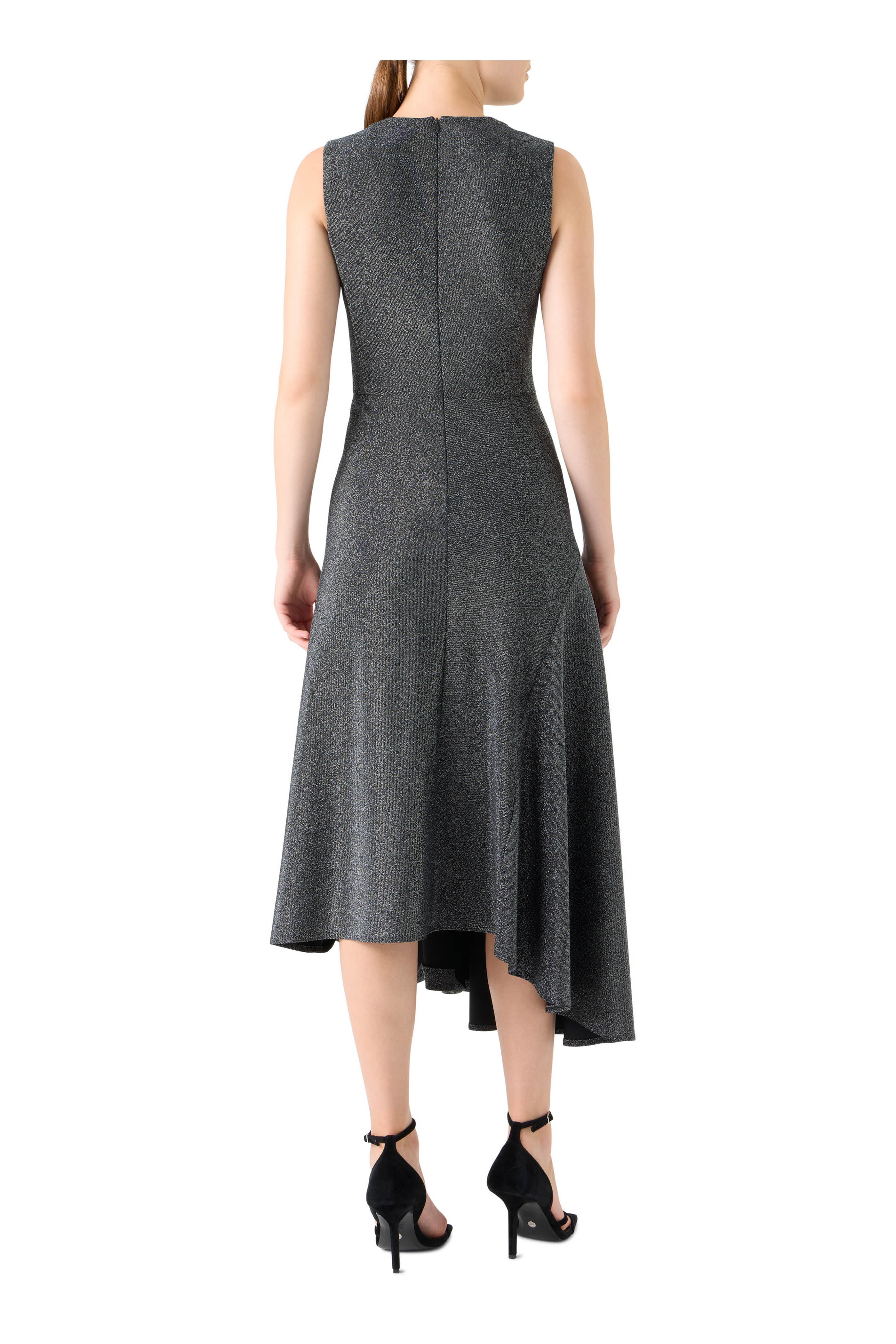 Akris Punto - Steel Metallic Jersey Asymmetric Midi Dress