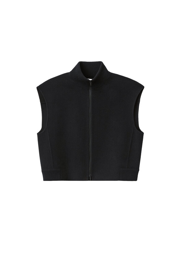 Lafayette 148 New York Black Wool & Cashmere Double Face Knit Collar Vest - view 1