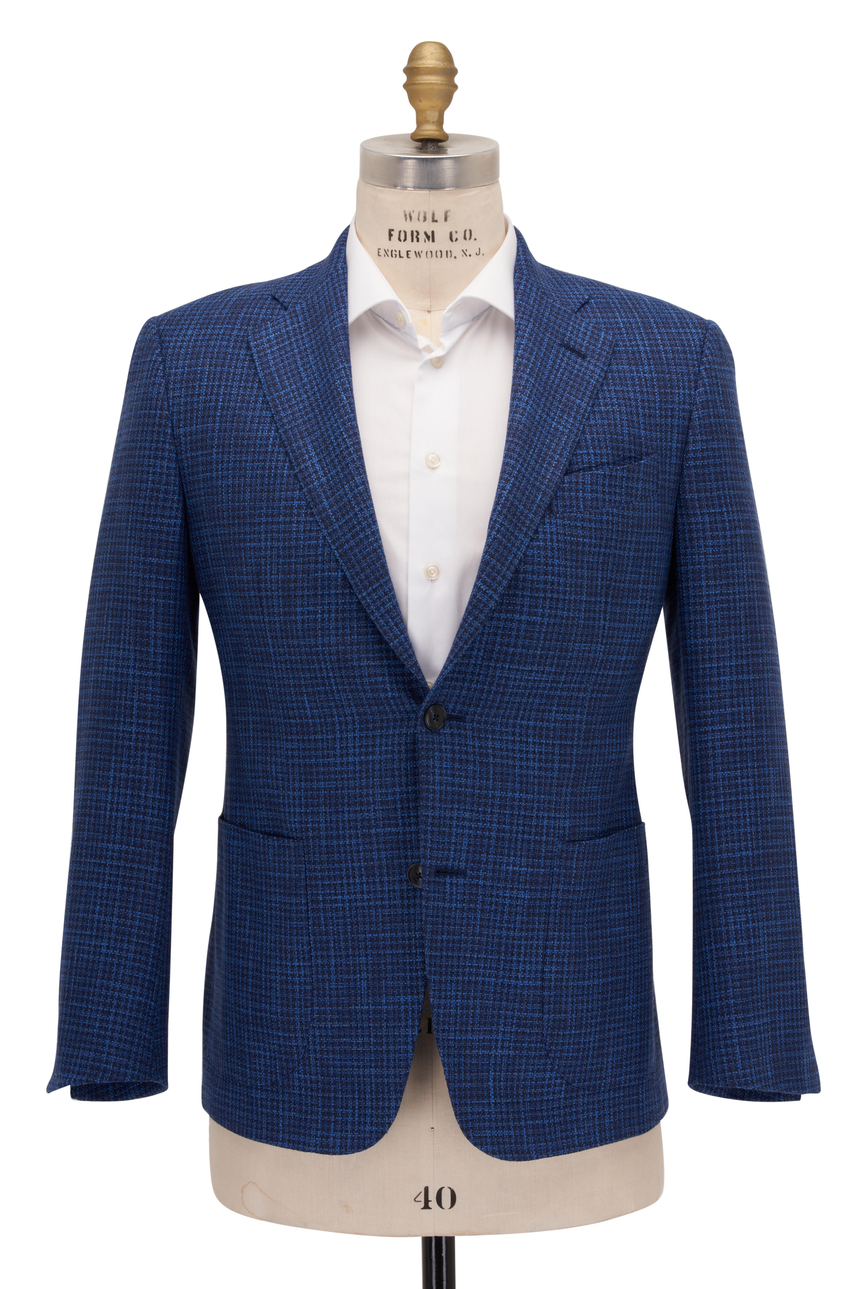 Atelier Munro - Navy & Blue Textured Wool Blend Sportcoat