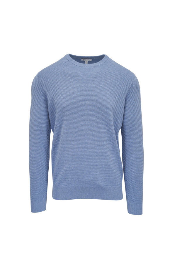 Peter Millar Coolspun Cloudy Blue Textured Crewneck Sweater
