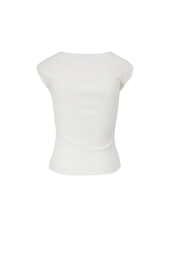 Vince - White Ribbed Cap Sleeve Top