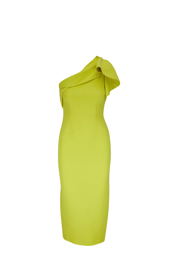 Roland Mouret - Yellow Wool & Silk Asymmetric Midi Dress