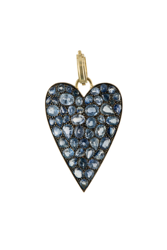 Sylva & Cie 18k Yellow Gold Mixed Sapphire Heart Pendant - view 1