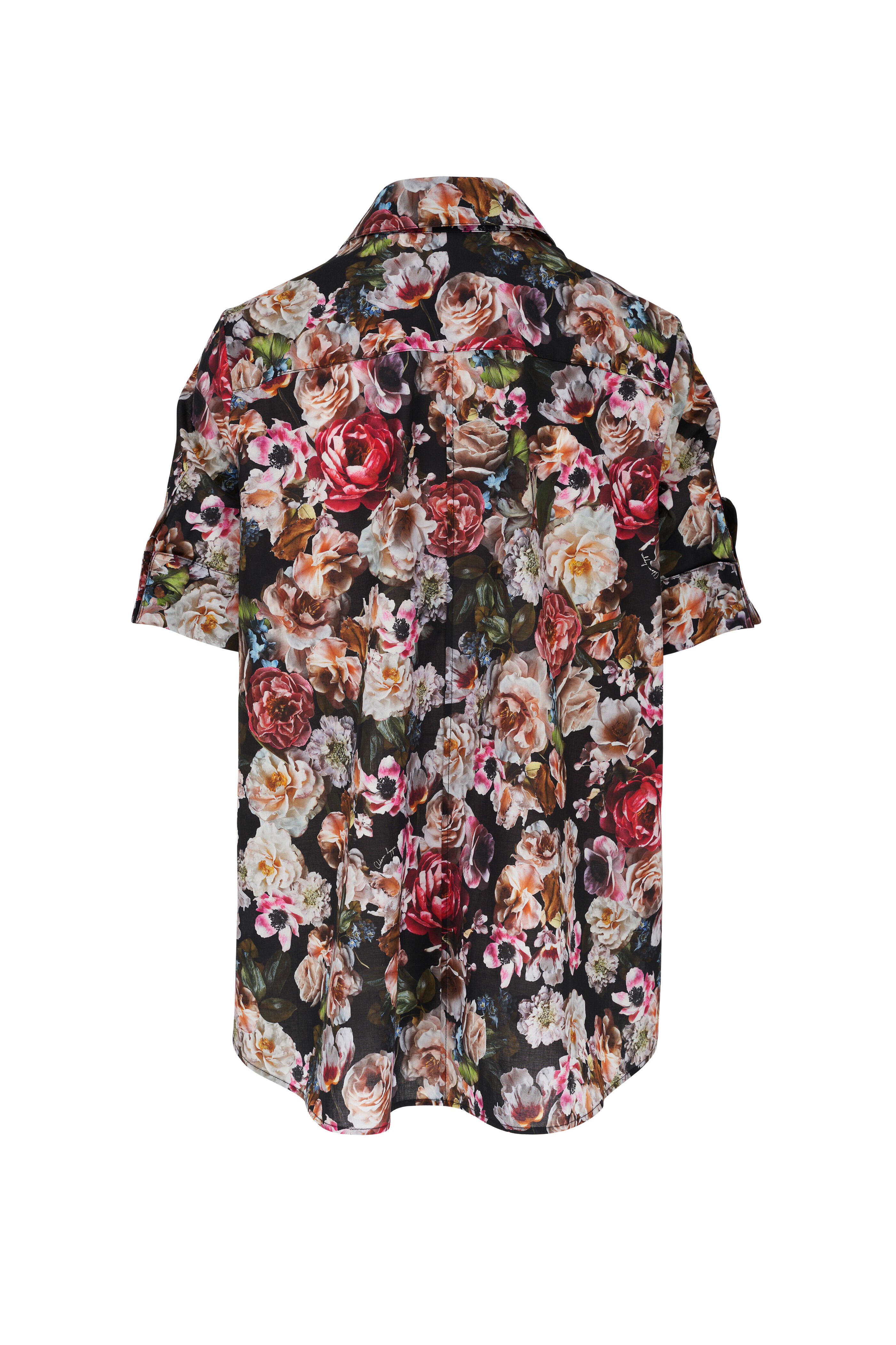 Adam Lippes - Black Floral Trapeze Printed Voile Blouse