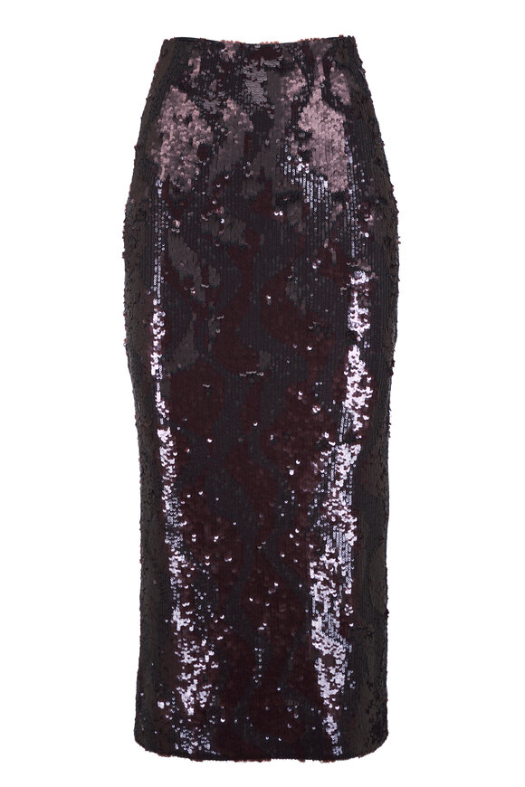 Veronica Beard Koa Burgundy Sequin Skirt