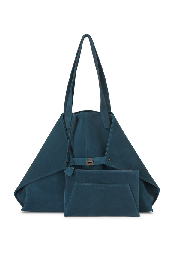 Akris Medium Ai Blue Suede Shoulder Tote - view 4