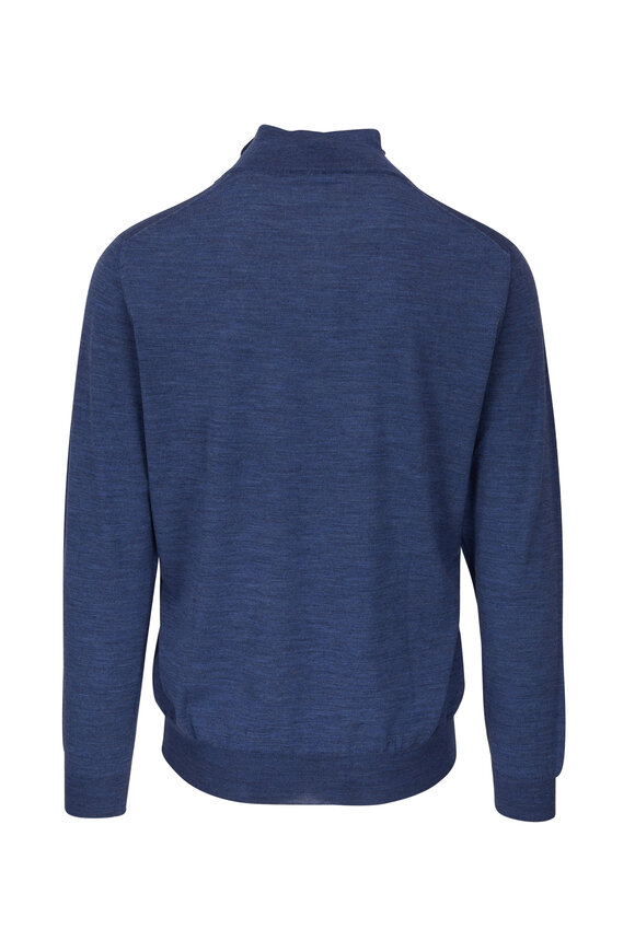 Fedeli - Denim 140's Wool Quarter Zip Pullover