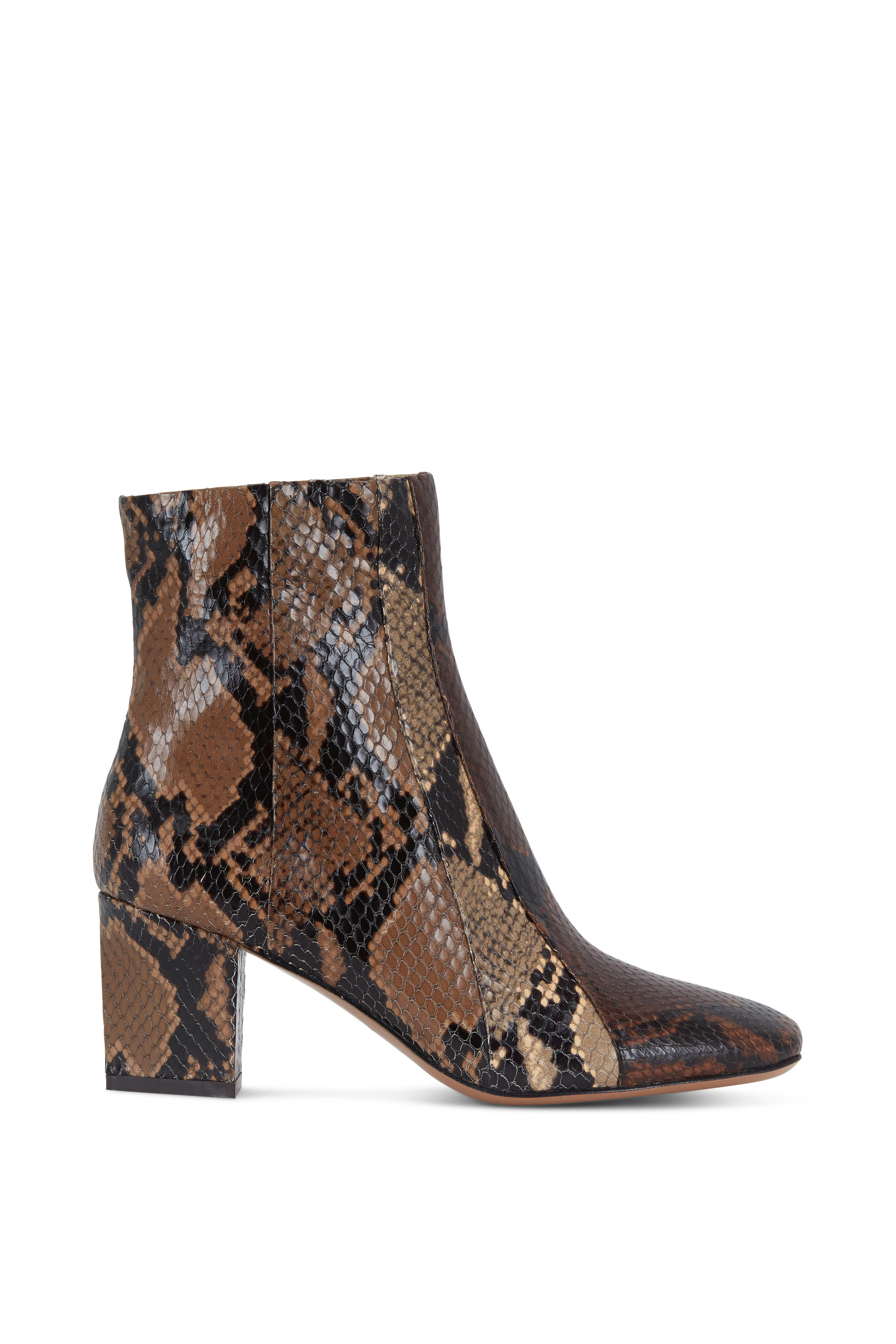 Veronica Beard - Felix Brown Snake Embossed Bootie, 65mm
