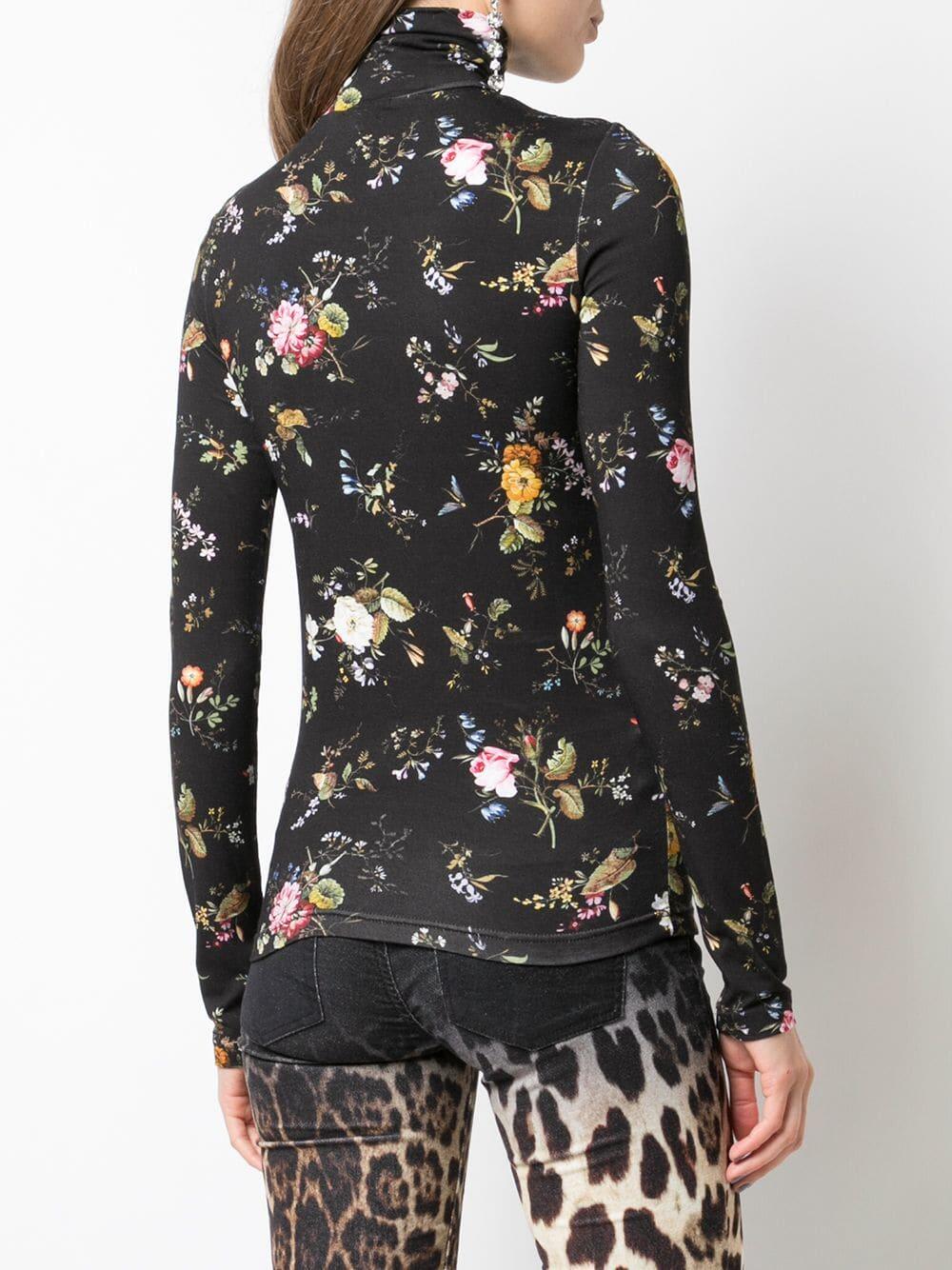 R13 - Black Floral Print Turtleneck | Mitchell Stores