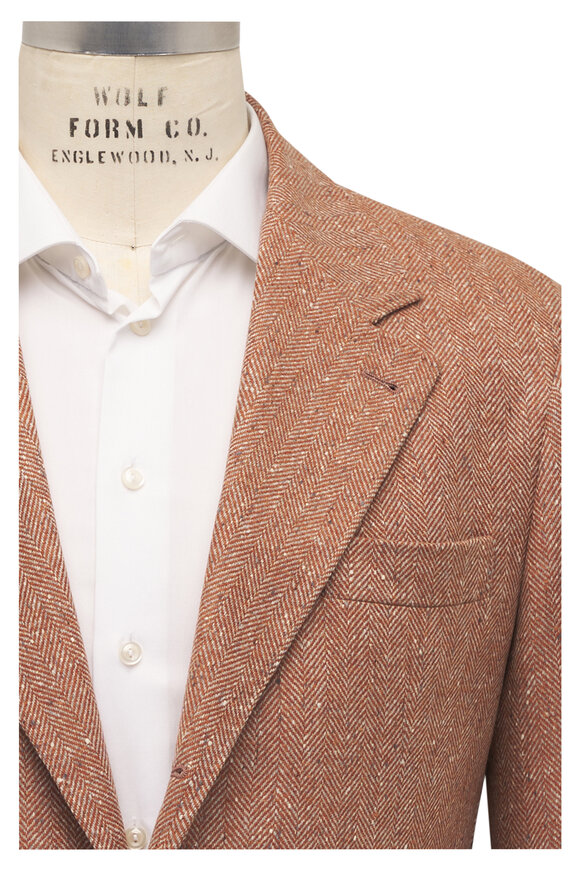 Brunello Cucinelli Wool & Cashmere Flecked Chevron Sportcoat
