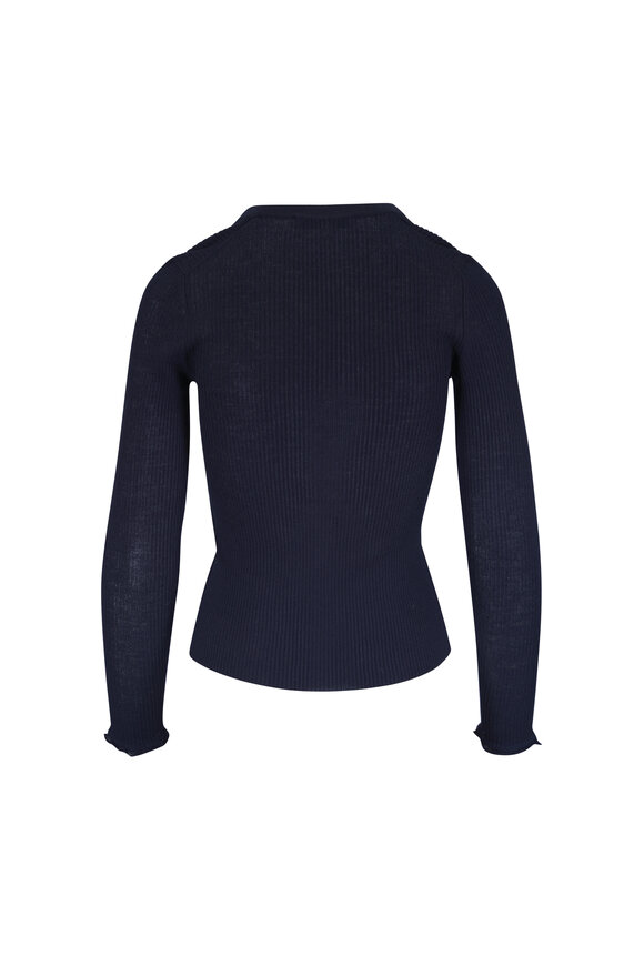 Dorothee Schumacher Navy Blue Fine Rib Wool & Cotton Cardigan - view 2